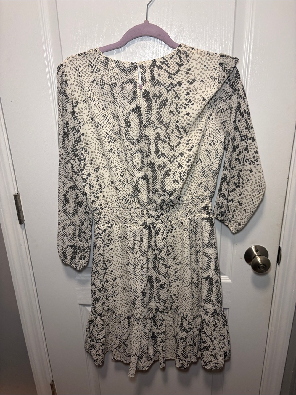 J. Crew Black and White Snake-Print Long Sleeve Dress - Picture 3 of 3